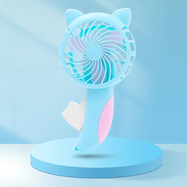 Cute Cartoon Cat Children Mini Hand Pressure Fan Summer Outdoor Small Fan For Kids No Battery Needed