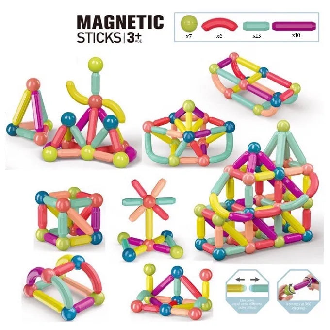 Magnetic Building Blocks Set Early Learning Magnetic Sticks Balls Assembling Game