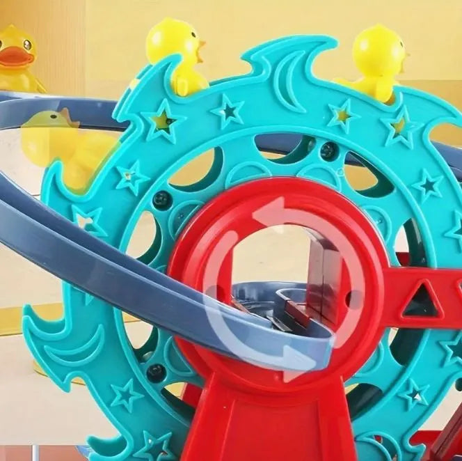 Musical Fire Truck Duck Race Track Toy with Lights and Climbing Ladder